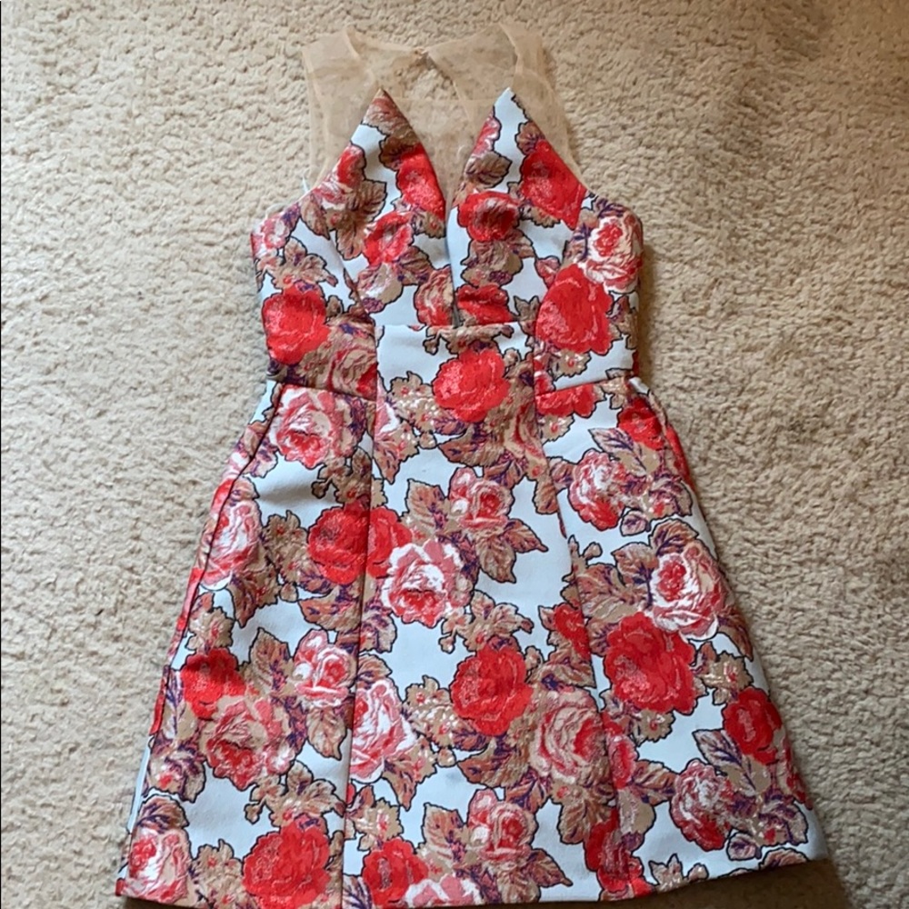 Topshop Floral Jacquard Illusion Dress